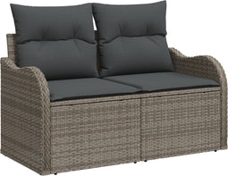vidaXL - 2-zits - ligbed - met - opbergruimte - en - kussens - in - grijs - poly - rattan