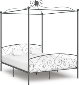vidaXL - Hemelbedframe - metaal - grijs - 180x200 - cm
