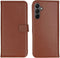 Selencia Samsung Galaxy A15 - Echt Lederen Bookcase - 3 Pashouders - Lichtbruin