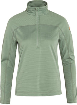 Fjällräven Abisko Lite Fleece - Dames Outdoorvest - Halve ritssluiting - Misty Green - S