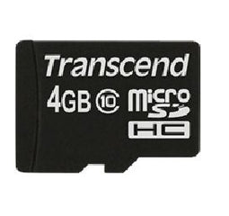 Transcend microSDHC - 4GB - Class 10 - Lezen 90MB/s Schrijven 10MB/s