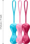 Satisfyer Balls, lustkogels trainings-set, bonte dubbele kogels met vibratie voor meer lust, 3,4 cm, 3 delen