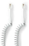 Nedis TCGB90100WT20 - Telecomkabel - RJ10 Male - RJ10 Male - 2 m - Gekruld - Wit