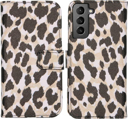 iMoshion Hoesje Geschikt voor Samsung Galaxy S21 Hoesje Met Pasjeshouder - iMoshion Design Softcase Bookcase - Goud / Zwart / Golden Leopard