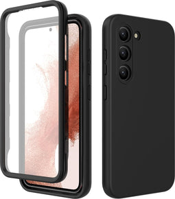 Podec 2-in-1 Hoesje met Screenprotector Geschikt voor Samsung Galaxy S23 Zwart Telefoonhoesje - Anti-Shock Case Cover