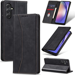 Podec Hoesje met Pasjeshouder geschikt voor Samsung Galaxy A54 Zwart Telefoonhoesje - Anti-Shock Bookcase Cover met 1x Screenprotector