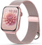 Podec Smartwatch Magnetische RVS Strap Rose Roze - Geschikt voor Apple Watch - Bandje Geschikt voor iWatch 42 / 44 / 45 / 49 mm - Geschikt voor Series 1/2/3/4/5/6/7/SE