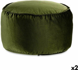 Poef Fluweel Groen 60 x 39 x 60 cm (2 Stuks)
