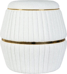 Poef - Hocker - Bijzettafel - Wit/Goud