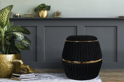 Poef - Hocker - Bijzettafel - Zwart/Goud
