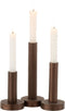J-Line kandelaar Laag Modern - metaal - donkerbruin - 3 stuks