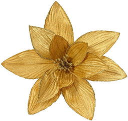 Poinsettia pesfluweel d30h15 cm goud