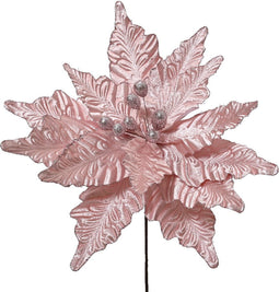 Poinsettia pesfluweel d30h15 cm zilver