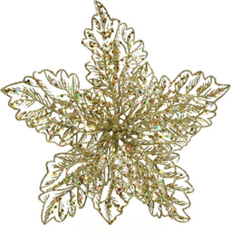 Poinsettia plastic d23.50h10cm goud