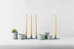 Point Virgule kandelaar voor 3 kaarsen uit keramiek-Salie groen