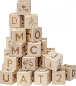 Micki Premium houten blokken alfabet (36 stuks).