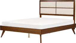 POISSY - Tweepersoonsbed - Donkerhout/Beige - 160 x 200 cm - MDF