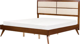 POISSY - Tweepersoonsbed - Donkerhout/Beige - 180 x 200 cm - MDF