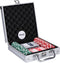 Pokerset in Aluminium Koffer - 100 Poker Chips - Speelkaarten - 5 Dobbelstenen - Dealer Chip