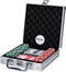 Pokerset in Aluminium Koffer - 100 Poker Chips - Speelkaarten - 5 Dobbelstenen - Dealer Chip