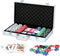 Pokerset met 300 Poker Chips - Incl. Pokerkoffer met Kaartspel en Fiches - Poker Set voor 4-5 Personen - 38,5 x 21 x 6 cm - Aluminium - Zilver