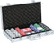 Pokerset met 300 Poker Chips - Incl. Pokerkoffer met Kaartspel en Fiches - Poker Set voor 4-5 Personen - 38,5 x 21 x 6 cm - Aluminium - Zilver