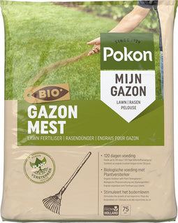 Pokon Bio Gazonmest - 5kg - Mest - Geschikt voor 75m² - 120 dagen biologische voeding