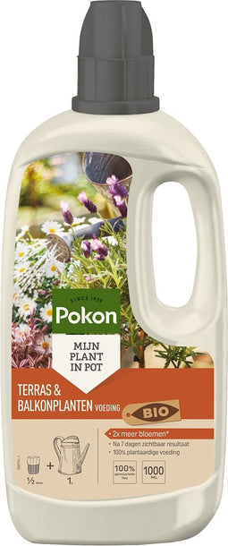 Pokon Bio Terras & Balkon Plantenvoeding - 1l - Biologische plantenvoeding - 14 ml per 1L water