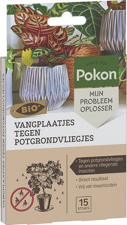 Pokon Bio Vangplaatjes tegen Potgrondvliegjes - 15 stuks - 1 vangplaatje per plant - Vrij van pesticiden - Rouwvliegjes bestrijden - Vliegenvanger