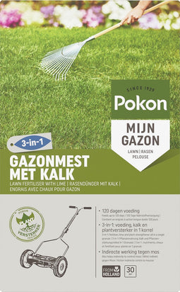 Pokon Gazonmest met Kalk - 2kg - Mest - Geschikt voor 30m² - 120 dagen voeding