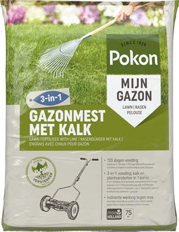 Pokon Gazonmest met Kalk - 5kg - Mest - Geschikt voor 75m² - 120 dagen voeding