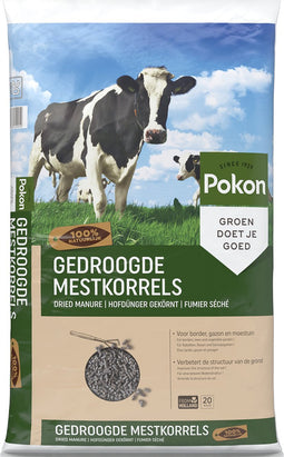 Pokon Gedroogde Mestkorrel - 20kg - Meststof - Geschikt voor 40m2 tot 100m2