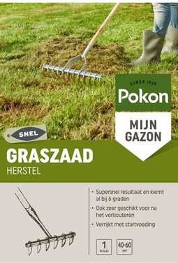 Pokon Graszaad Herstel - 250gr - Gazonherstel - Geschikt voor 10m² tot 15m² - Supersnel egaal groen gras