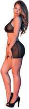 Polka Dot Mesh Halter & Skirt Set - Zwart
