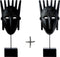 Afrikaans Masker Ornament Pakket X2 - 18X5XH48CM - Hout - Decoratie - 2 stuks - Sierstuk - Cadeau voor man - Cadeau voor vrouw - Kerstcadeau