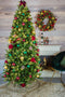 Poly Bayberry Slim verlichte kunstkerstboom - 228 cm - Groen - Ø109 cm - 1268 tips - 500 ledlampjes (warm wit) - Metalen voet