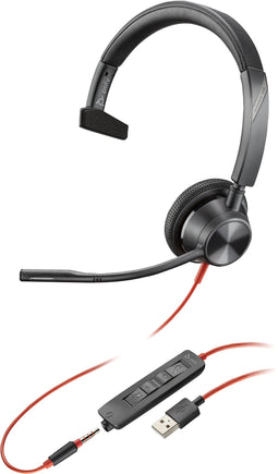 Poly Blackwire 3315 USB-A (Rood, Zwart)