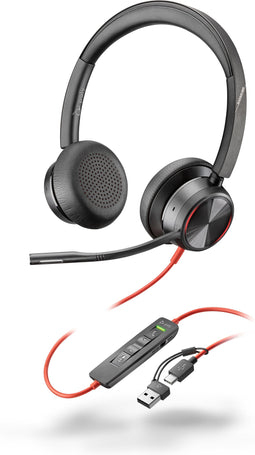 Poly Blackwire 8225 USB-C + USB-C/A adapter (Zwart)