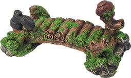 Polyresin ornament brug met mos pot en laars 16 cm