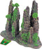 Polyresin ornament rotszuilen met gat mos en boom, 22 cm.