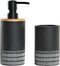 Badkamer Accessoire Set Zwart Wit Bamboe