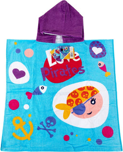 Poncho-Handdoek met Capuchon Love Pirates Blauw (60 X 120 cm)