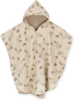 Poncho small flowers and berries - 60 X 60 cm - 1 tot 3J - Tetra biologisch katoen