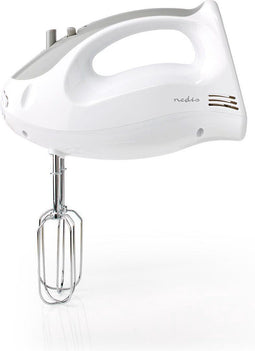 Nedis Handmixer - 200 W - 5-Snelheden - Turbo-functie - 2 Deeghaken / 2 Kloppers - Grijs / Wit