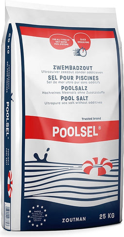 POOLSEL - Zout voor zwembad - 25kg - Zwembadwater - 100% natuurlijk product - EN 16401 type A