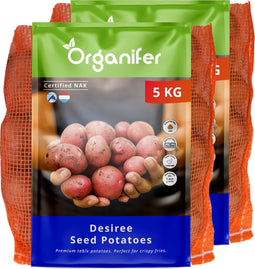 Pootaardappelen Desiree A 28/35 - 10 Kg - Nak-Gecertificeerd - Plantgoed - Oogst Binnen 120 Dagen - Rode Schil En Lichtgeel Vleeskleur - Resistentie Tegen Phytophthora In Het Loof - Droogtebestendigheid - Geschikt Voor Zandgronden - Organifer