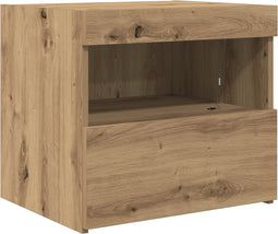 vidaXL - Nachtkastje - met - LED-verlichting - Artisan - Eiken - 50x40x45 - cm
