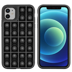 Pop It Fidget Toy - Pop It hoesje voor de iPhone 12 (Pro) - Zwart