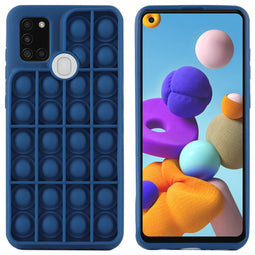 Pop It Fidget Toy - Pop It hoesje voor de Samsung Galaxy A21s - Donkerblauw
