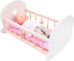 Poppen schommelbed roze/ wit